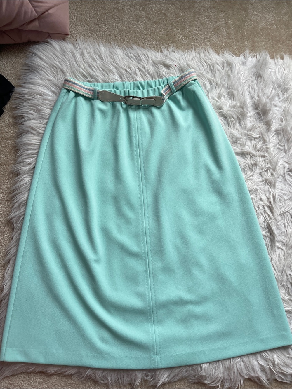 Mint A-Line Maxi Skirt with Decorative Belt